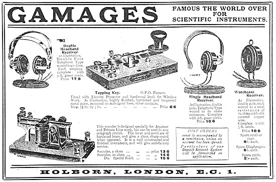 Gamages Wireless Apparatus 1919                                  