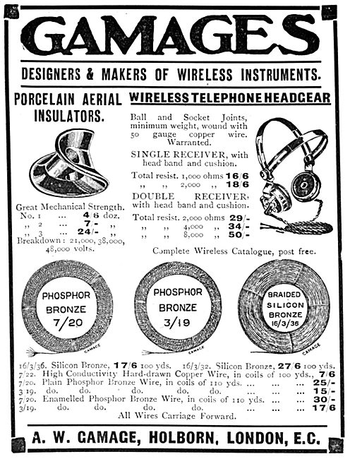 Gamages Wireless Apparatus - 1913                                