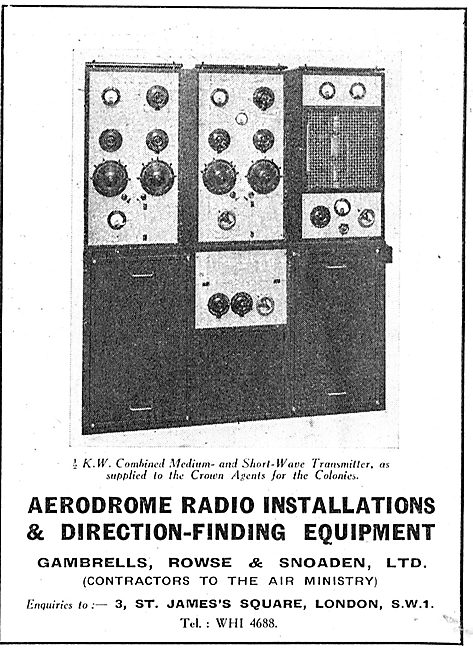 Gambrells Rowse & Snoaden. Aerodrome Radio Installations         