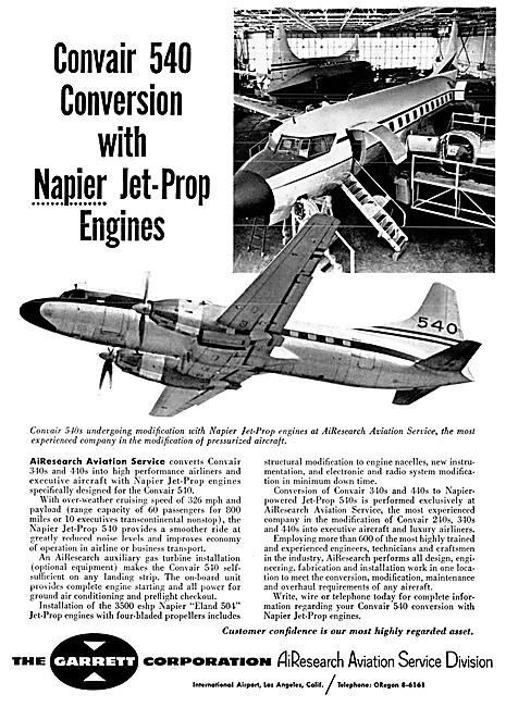 Garrett AirResearch Convair 540 Napier TurboProp Conversions     