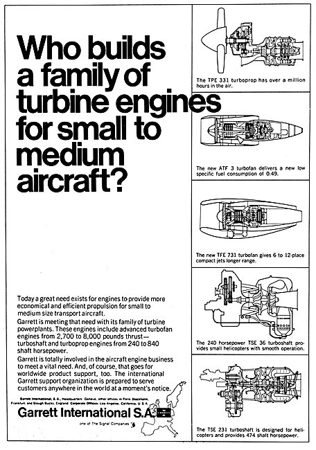 Garrett Gas Turbines For Aircraft 1970                           