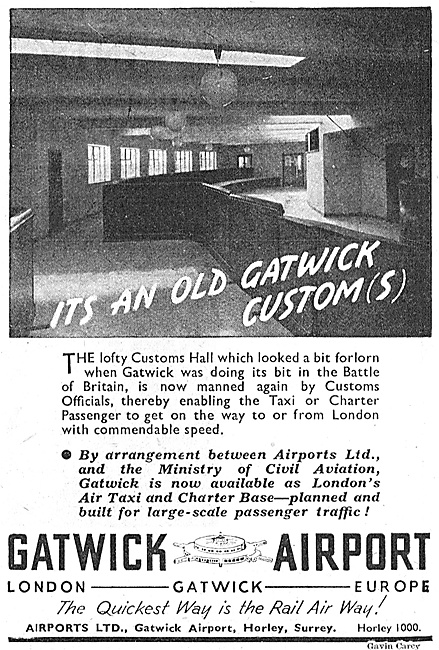 Gatwick Airport 1947 Advertisement                               