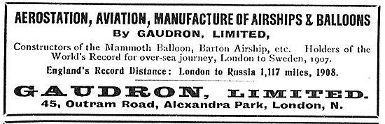 Gaudron - Aerostation, Aviation, Manufacturers Of Airships       