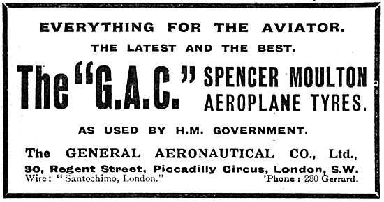 The General Aeronautical Co -Spencer Moulton Aeroplane Tyres     