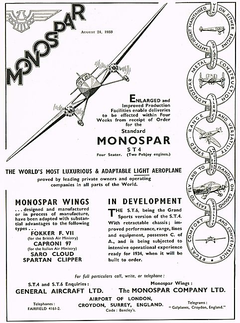 General Aircraft Monospar ST4 Four Seater                        