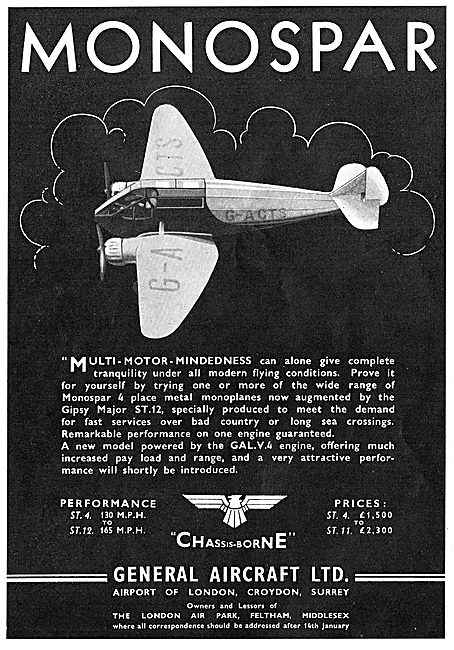 General Aircraft Monospar : ST4 : ST12 : ST11 : G-ACTS           