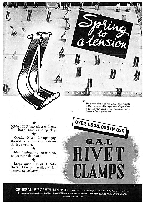 General Aircraft GAL Cox Rivets, Clamps & Distance Tubes         