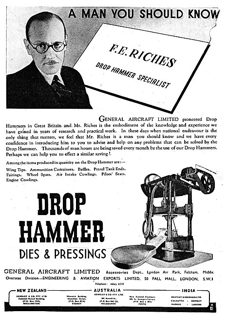 General Aircraft GAL - Drop Hammer Specialists. Mr F.E.Riches    