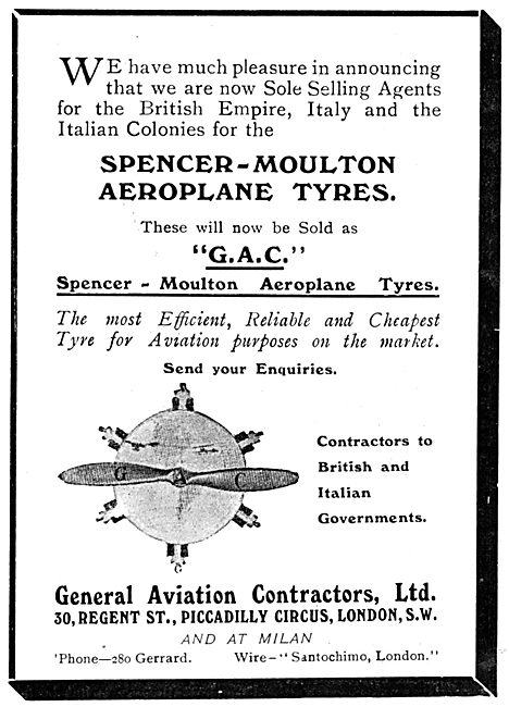 General Aviation Contractors - Spencer-Moulton Aeroplane Tyres   