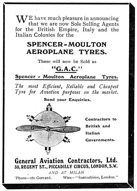 General Aviation Contractors - Spencer-Moulton Aeroplane Tyres   