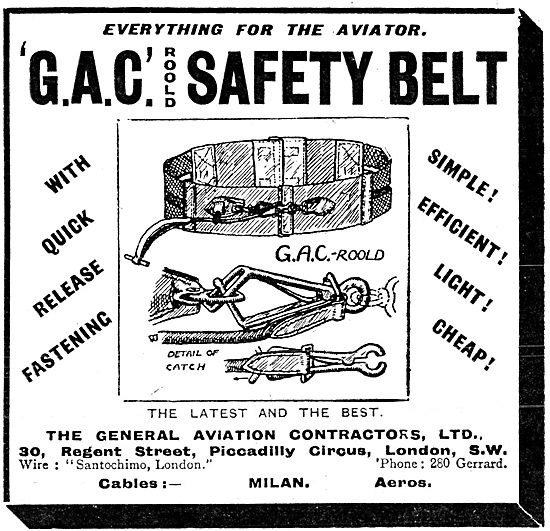 General Aviation Contractors. G.A.C Roold Safety Belt            