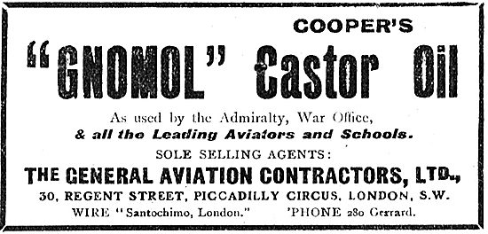 General Aviation Contractors - Agents For Gnomol Castor Oil      