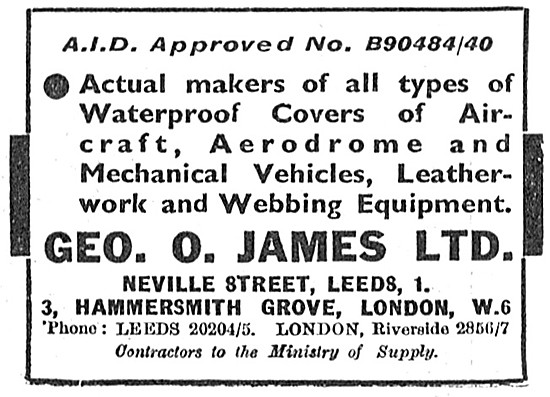 Geo.O.James Waterproof Covers For Aircraft                       