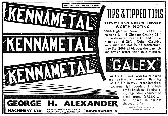 George Alexander Machine Tool Cutting Tips  Kennametal - Galex   