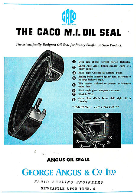 George Angus GACO M.1. Oil Seals For Rotary Shafts               