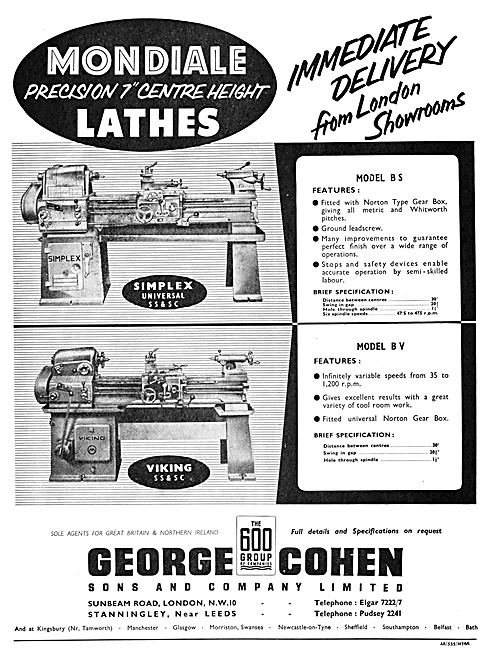 George Cohen Machine Tools Mondiale Lathes                       