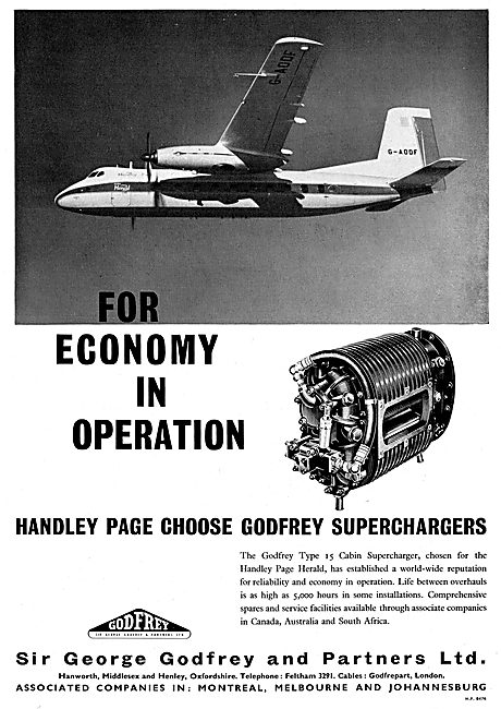 Godfrey Type 15 Aircraft Cabin Supercharger For The HP Herald    