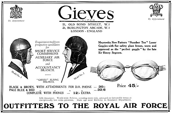 Gieves RAF Uniforms & Flying Kit 1931                            