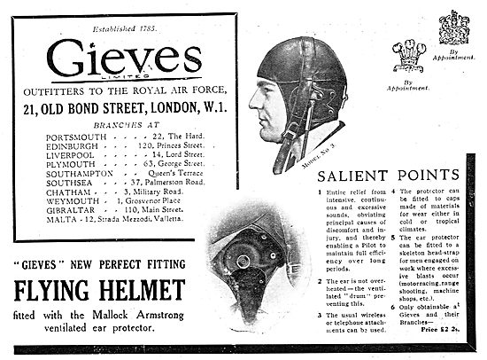 Salient Points Of The Gieves Perfect Fitting Flying Helmet       