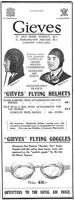 Gieves Flying Helmets & Goggles                                  