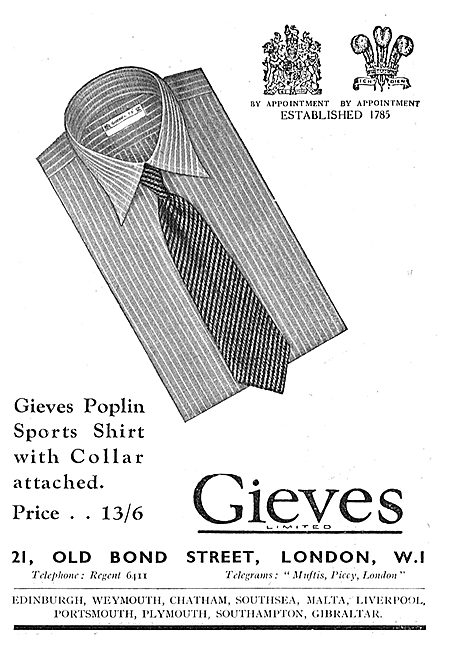 Gieves Poplin Sportds Shirt With Collar Attached: 13/6           