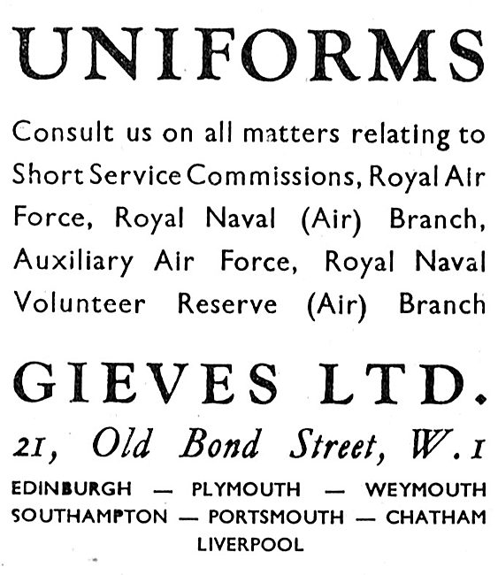 Gieves Uniforms For RAF & RN Officers.                           