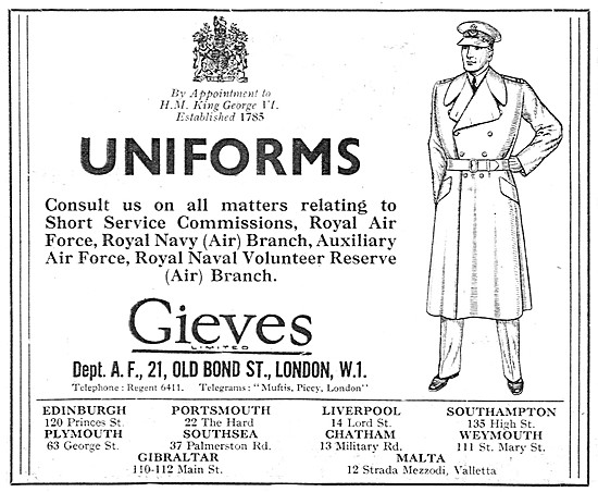 Gieves RAF Officers Uniforms RAFVR Uniforms. RNVR                