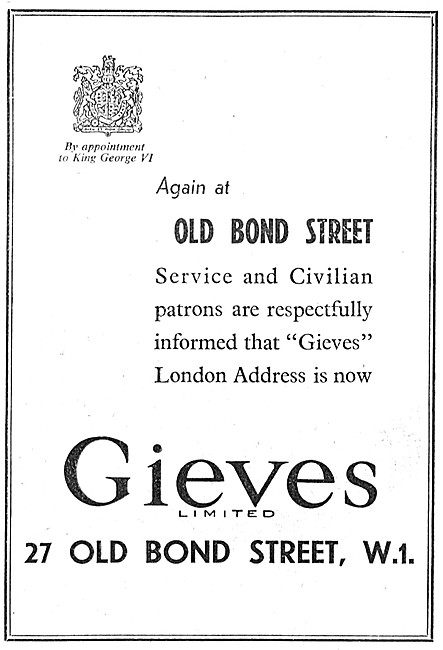 Gieves Uniforms For RAF & RN Officers.                           