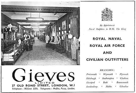 Gieves Military  & Civilian Outfitters 1947 Advert               