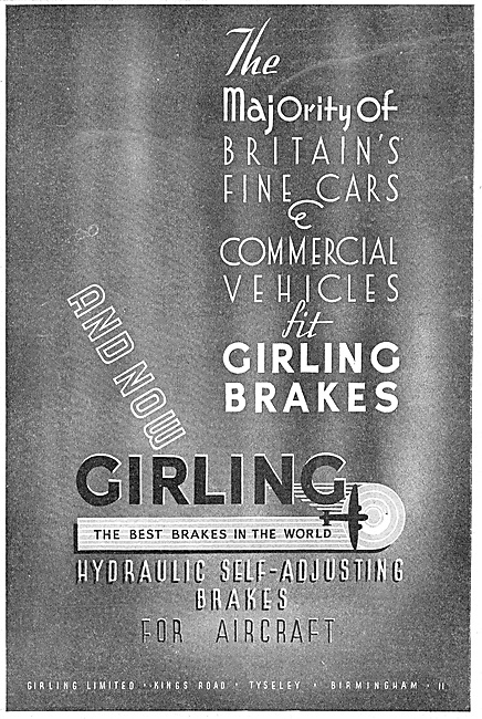 Girling Hydraulic Brakes For Aircraft                            