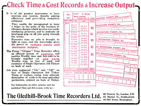 Gledhill-Brook Factory Time Recorders                            