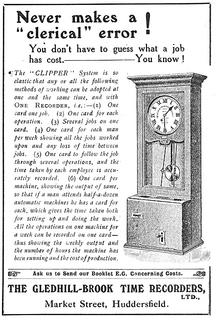 Gledhill-Brook Factory Time Recorders 1916                       