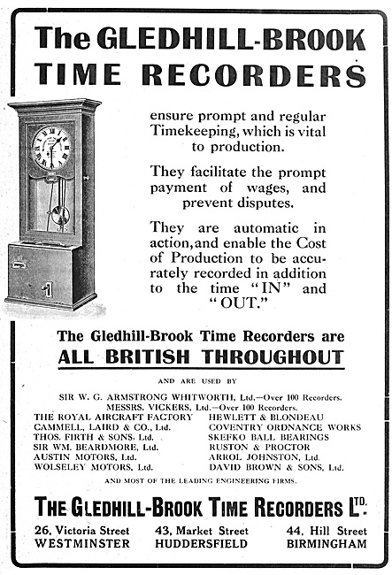 Gledhill-Brook Factory Time Recorders                            