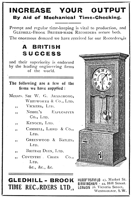 Gledhill-Brook Factory Time Recorders                            