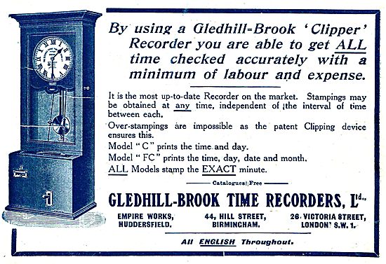 The Gledhill-Brook Clipper Factory Time Recorder                 
