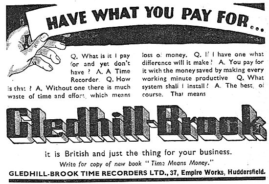 Gledhill-Brook Factory Time Recorders                            