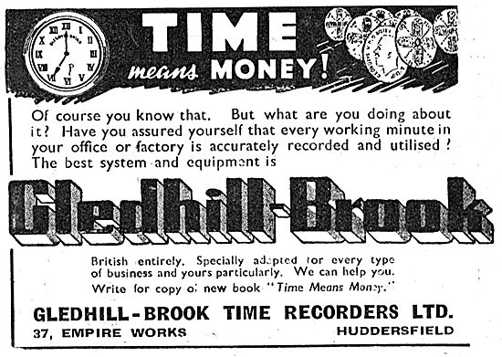 Gledhill-Brook Factory Time Recorders                            