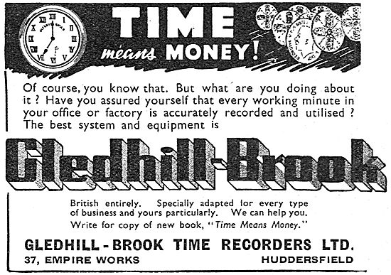 Gledhill-Brook Factory Time Recorders                            