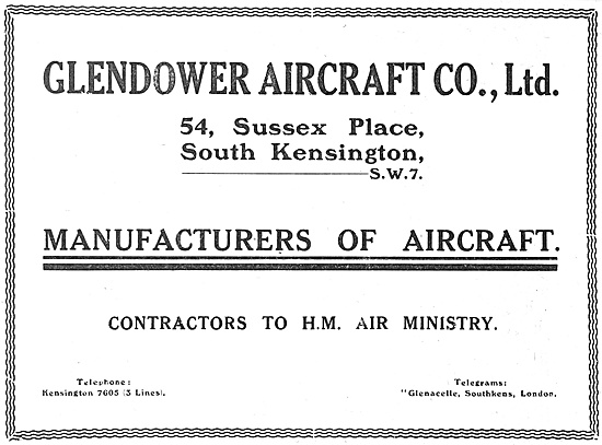 Glendower Aircraft Co: Aircraft Constructors 1918                