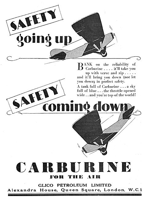 Glico Petroleum Carburine Petrol For Aircraft 1929               