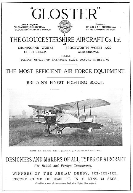 Gloster Grebe. Jaguar Or Jupiter Engine.                         
