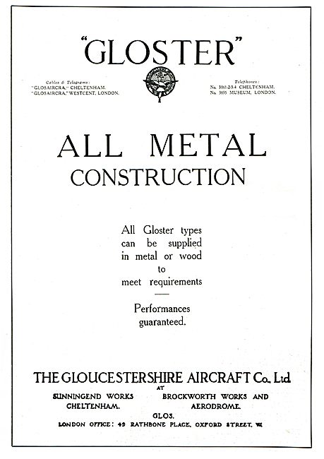 Gloster All Metal Aircraft Construction                          