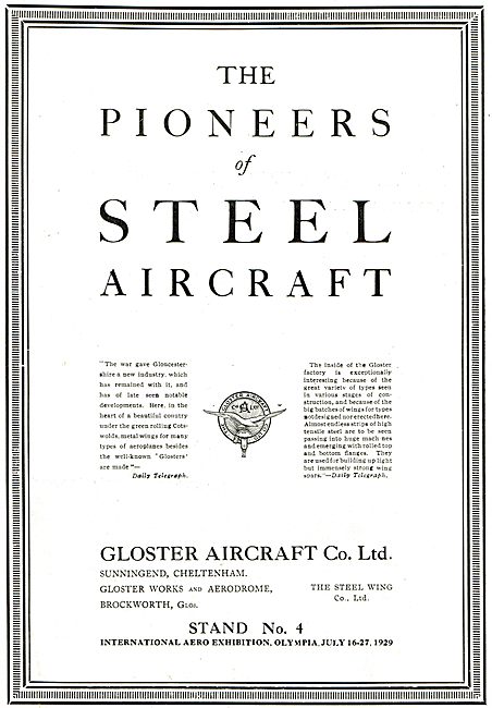 Gloster - Pioneers Of Steel Aircraft                             