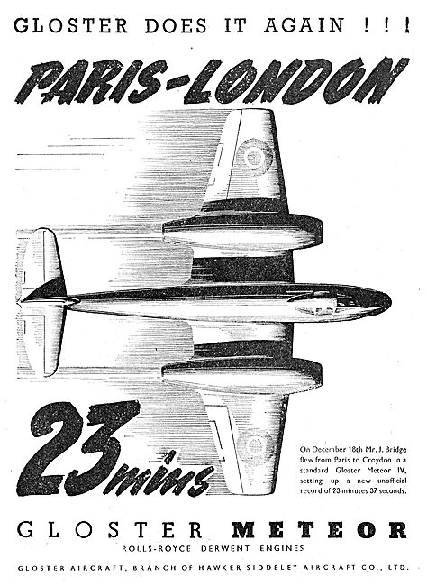 Gloster Meteor : Paris - London In 23 Mins                       