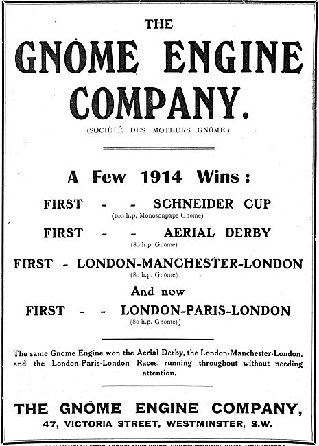 Gnome Aero Engine Achievements In 1914                           