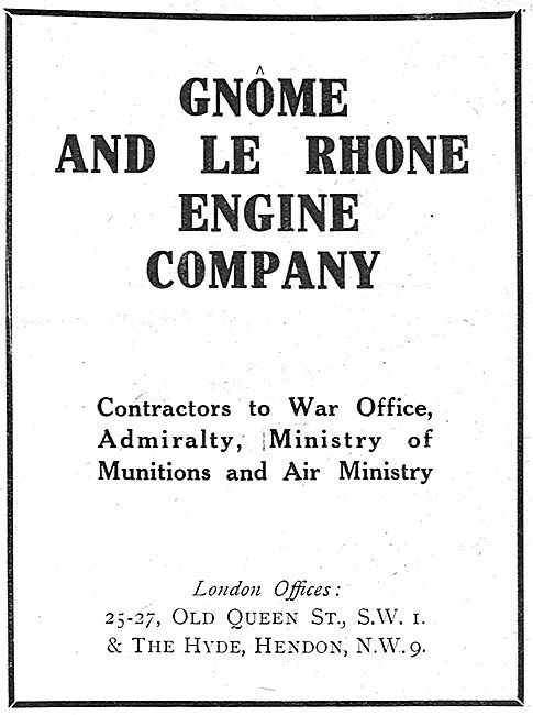 Gnome & Le Rhone Aero Engines                                    