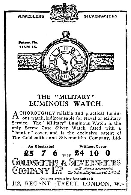 The Goldsmiths and Silversmiths Company, Military Watch 1919     