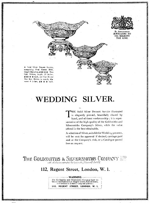 The Goldsmiths and Silversmiths Company. Wedding Silver          