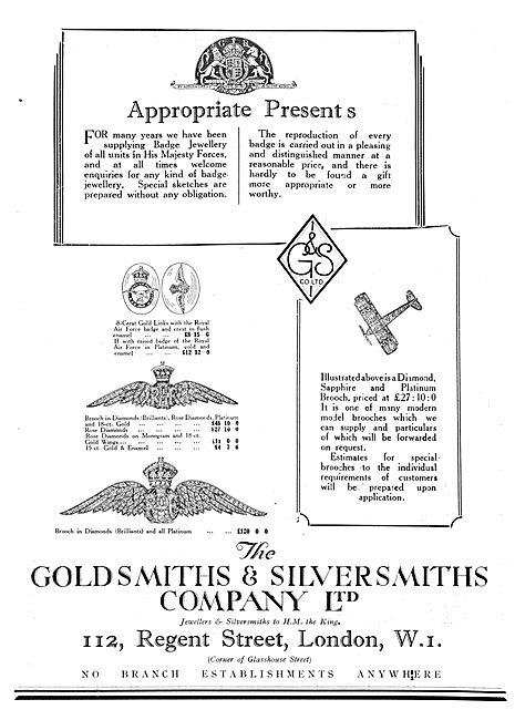 The Goldsmiths and Silversmiths Company Aviators Gifts 1929      
