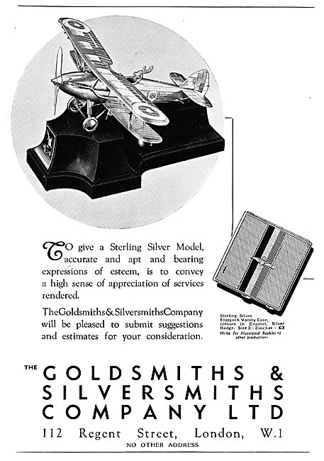 The Goldsmiths and Silversmiths  - Sterling Silver Model Aircraft